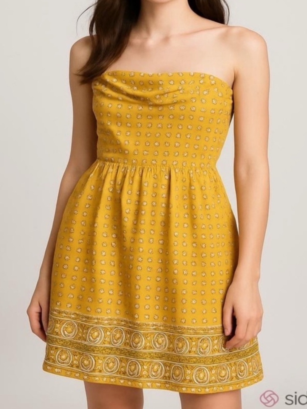 Anthropologie Girls From Savoy Bright Bandana Strapless Dress Yellow Size 2